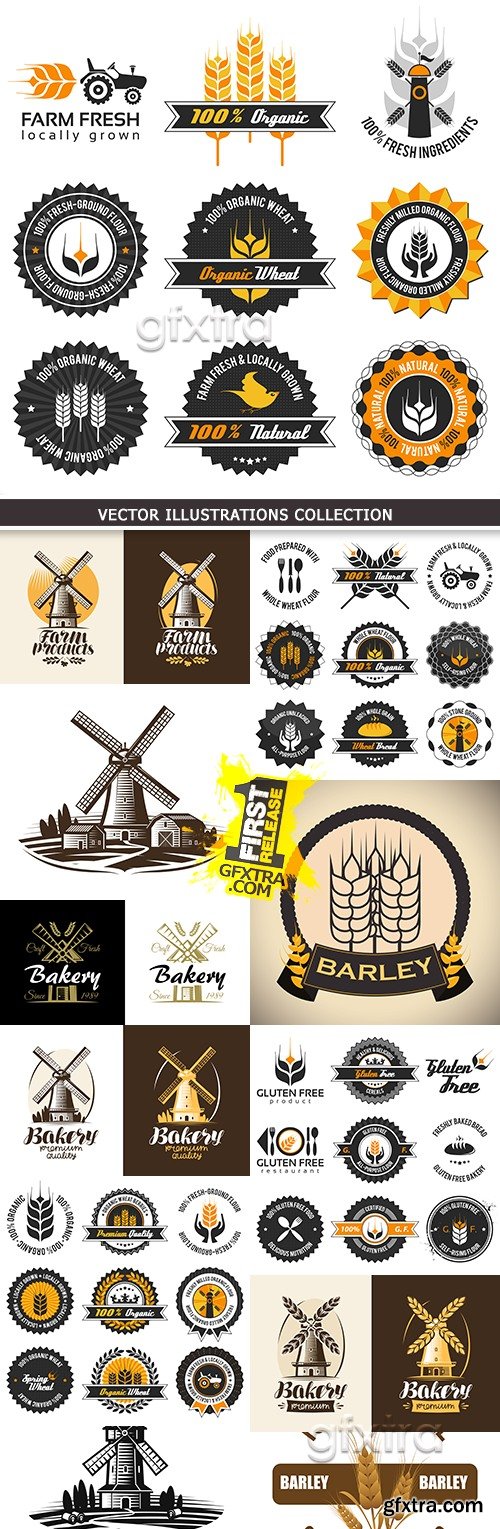 Bakery agriculture wheat harvest design emblem