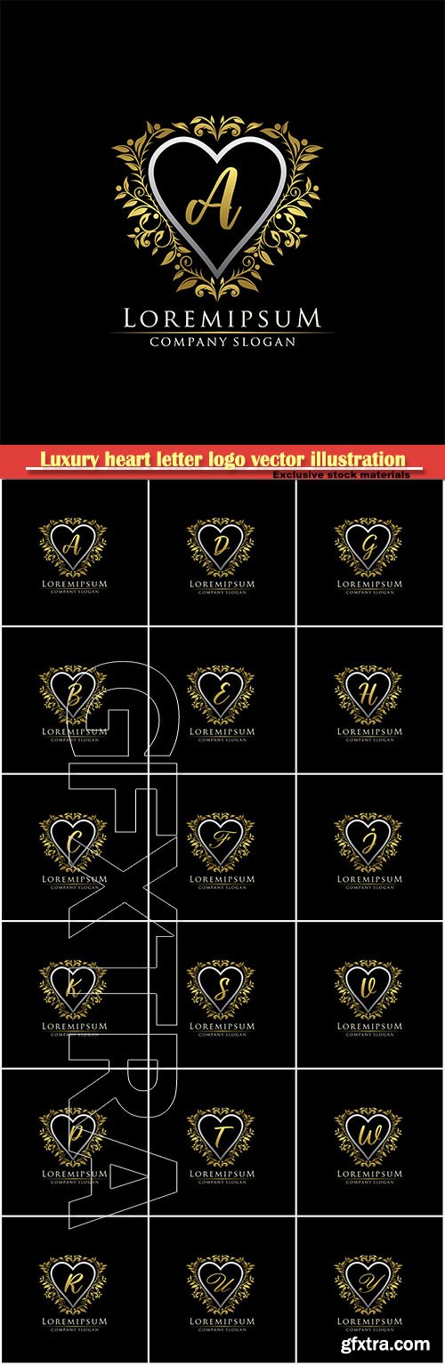 Luxury heart letter logo vector illustration