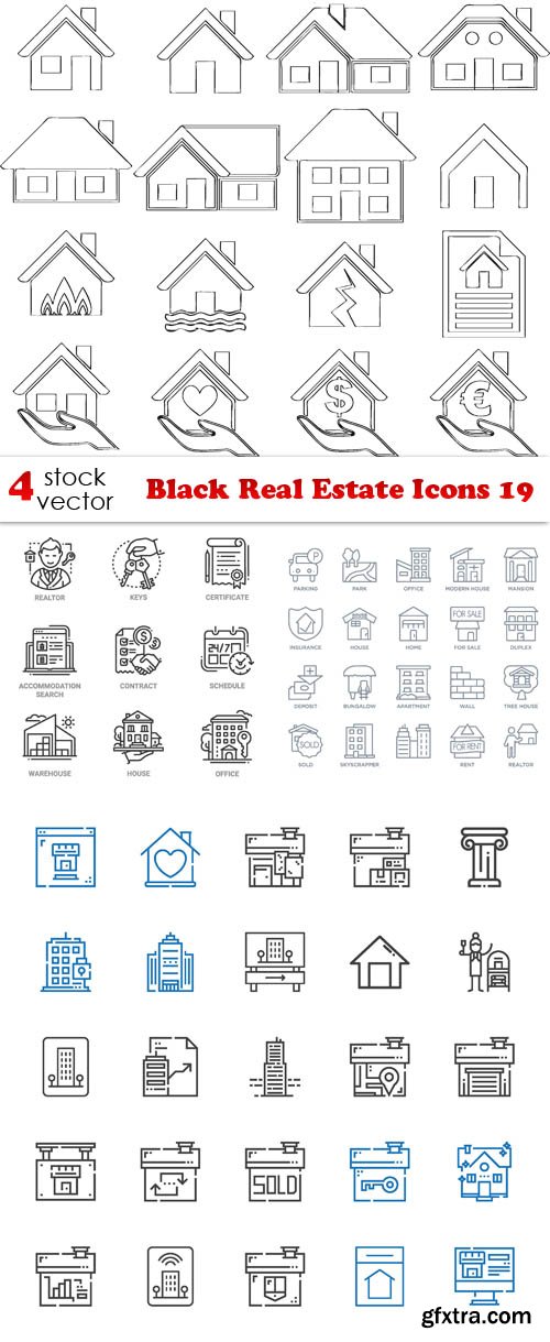 Vectors - Black Real Estate Icons 19