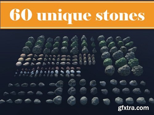 PBR exterior pack: 60 stones and rocks
