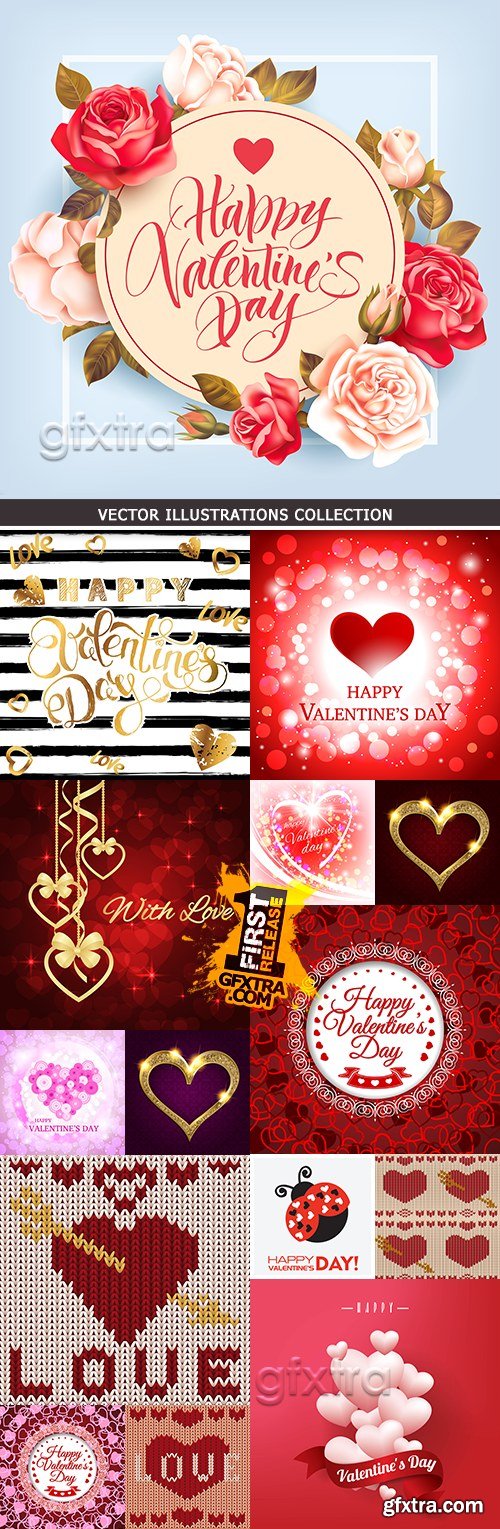 Valentines Day romantic card decorative elements 12