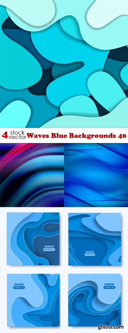Vectors - Waves Blue Backgrounds 40