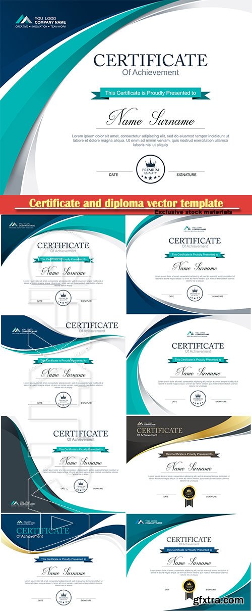 Certificate and diploma vector template