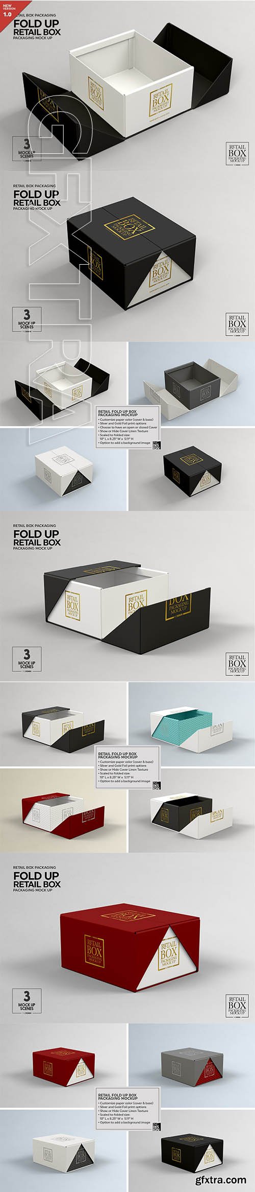 CreativeMarket - Fold Up Retail Box Packaging Mockup 3461275