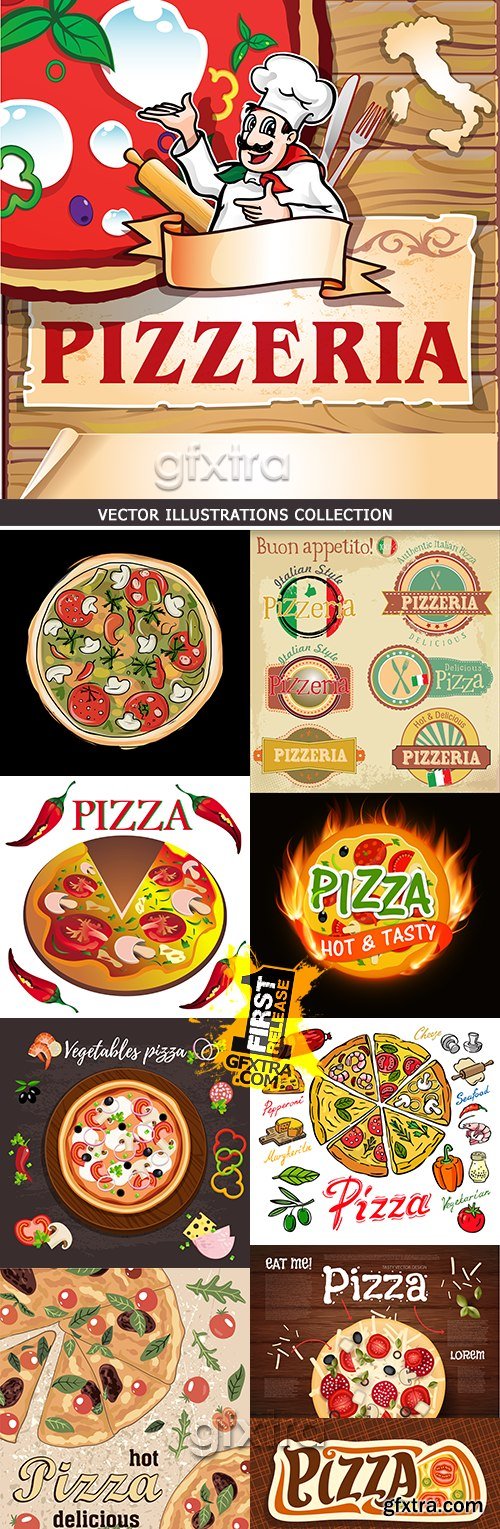 Pizza Italian restaurant menu delivery emblem design