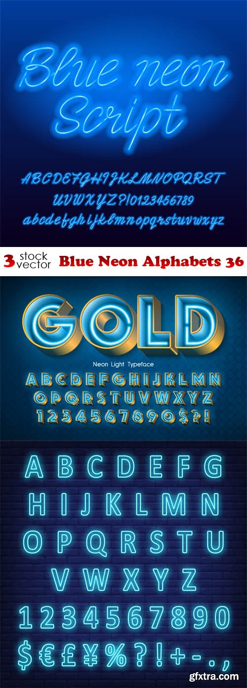 Vectors - Blue Neon Alphabets 36