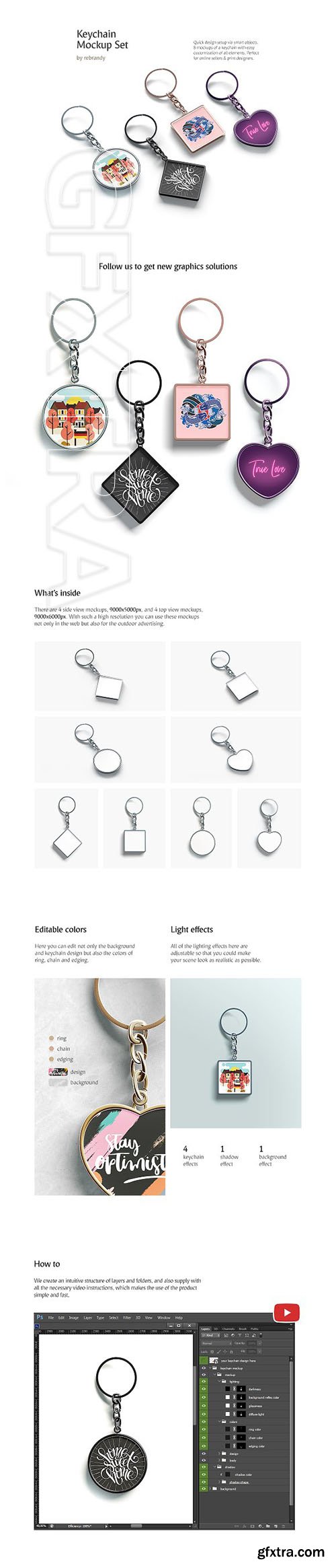CreativeMarket - Keychain Mockup Set 3484435