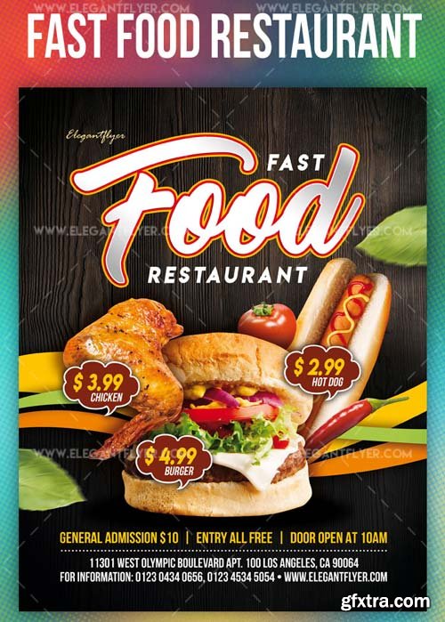 Fast Food Restaurant V1 2019 PSD Flyer Template + Facebook Cover + Instagram Post