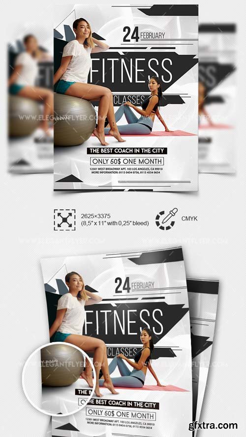 Fitness Classes V1 2019 PSD Flyer Template + Facebook Cover + Instagram Post