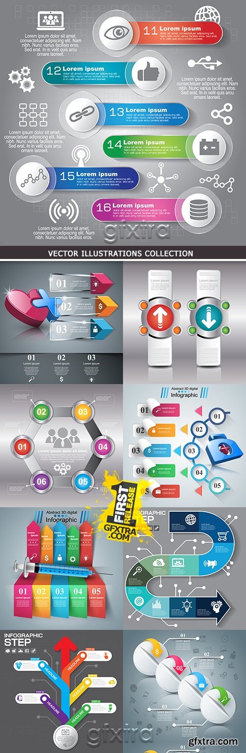 Business infographics options elements collection 35