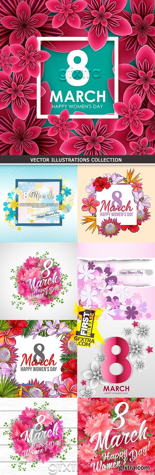 Women\'s Day March 8 decorative flowers design collection 2