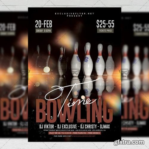 Bowling Time Flyer - Sport A5 Template