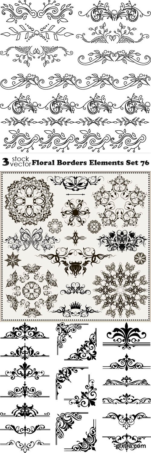 Vectors - Floral Borders Elements Set 76