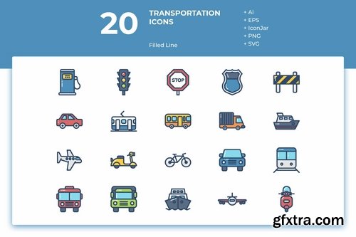 Transportation Icons (Solid, Line, Lineal Color, Flat)