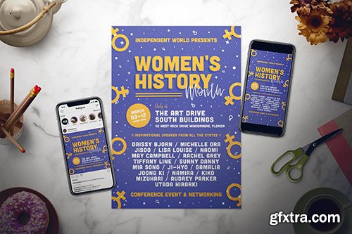 Women\'s History Month Flyer Set