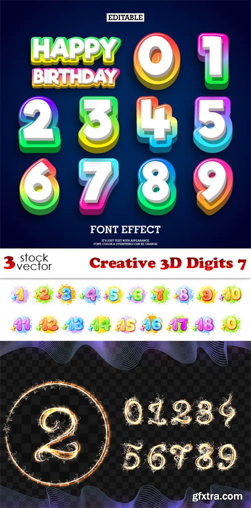 Vectors - Creative 3D Digits 7