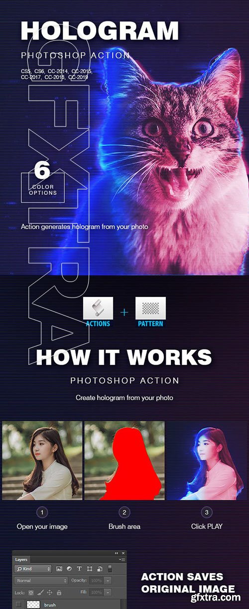 GraphicRiver - Hologram Photoshop Action 23245002