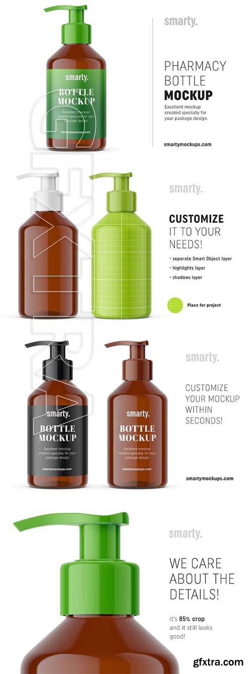 CreativeMarket - Pharmacy pump bottle mockup amber 3342799