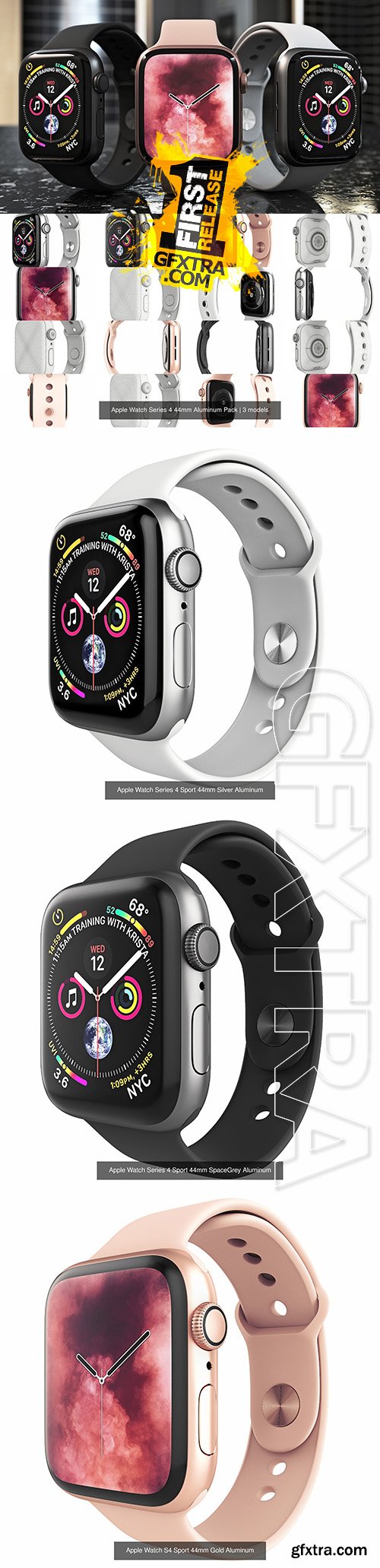 Cgtrader - Apple Watch Series 4 44mm Aluminum Pack 3D Model Collection