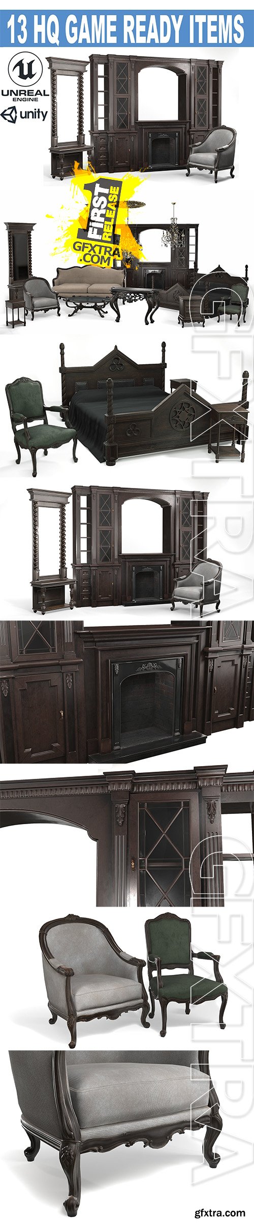 Cgtrader - LUXURY Classic Furniture Collection Low-poly 3D model