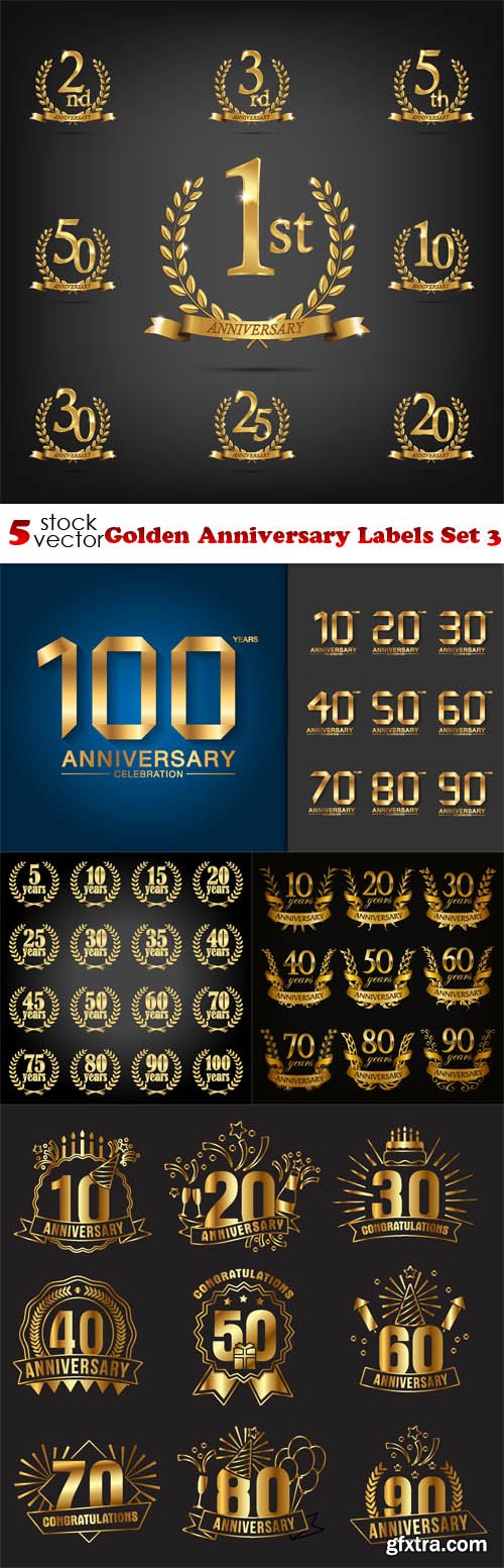 Vectors - Golden Anniversary Labels Set 3