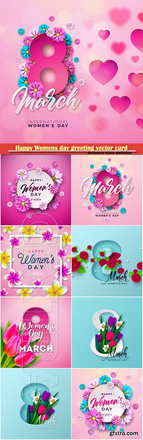 Happy Womens day floral greeting vector card design # 6