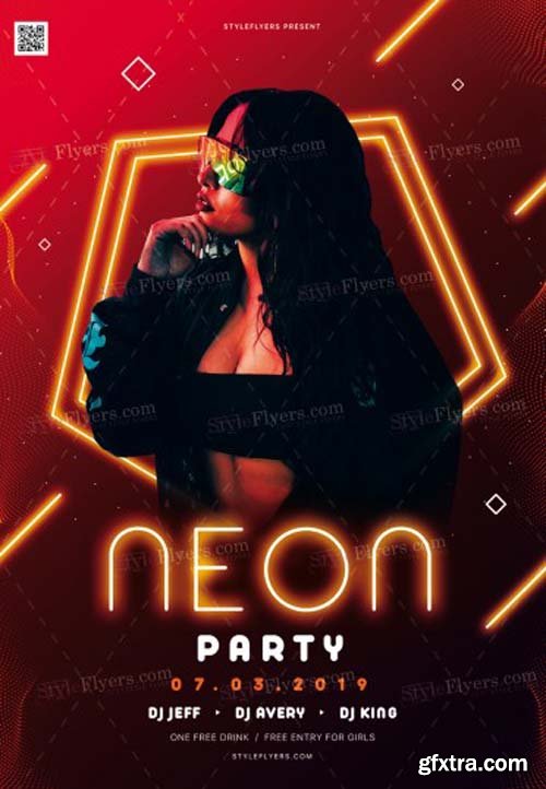 Neon Party V2 2019 PSD Flyer Template