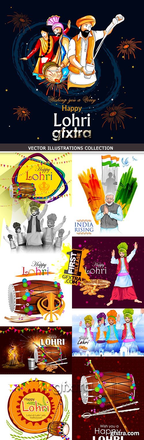 India lohri traitsionny cultural holiday traditional collection