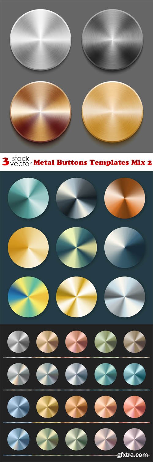 Vectors - Metal Buttons Templates Mix 2