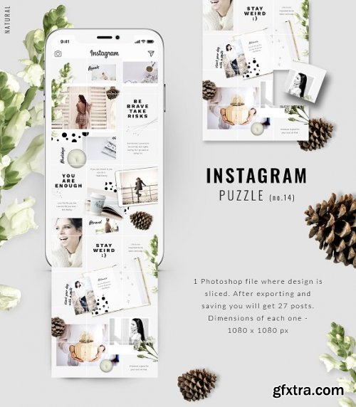 CreativeMarket - Instagram PUZZLE template - Natural 3396329