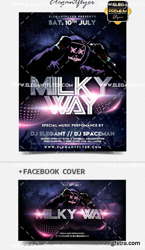 Milky Way Party V1 2019 PSD Flyer Template + Facebook Cover + Instagram Post