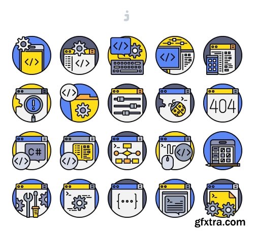 20 Programming Colorline Circular Icon set