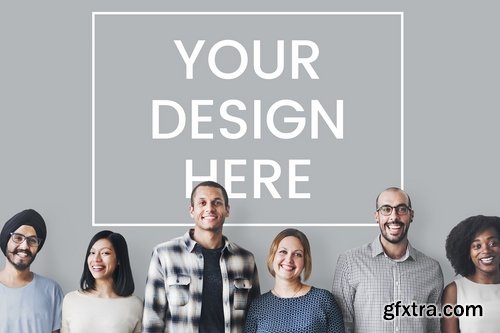 Diverse group of adults background mockup