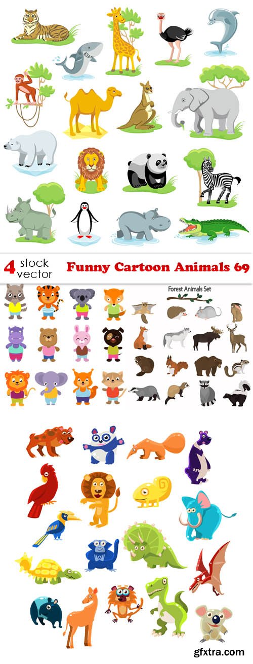 Vectors - Funny Cartoon Animals 69