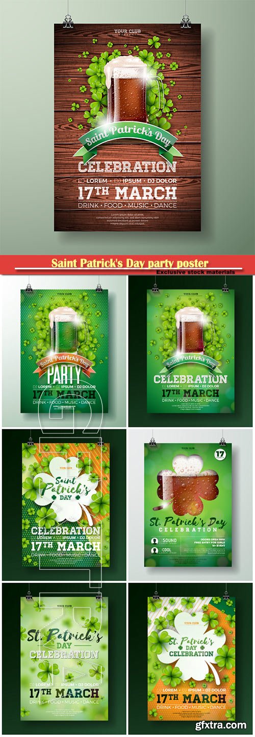 Saint Patrick\'s Day party flyer Illustration holiday design