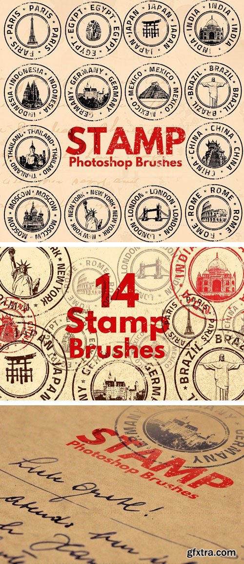 14 Rubber Stamp Photoshop Brushes