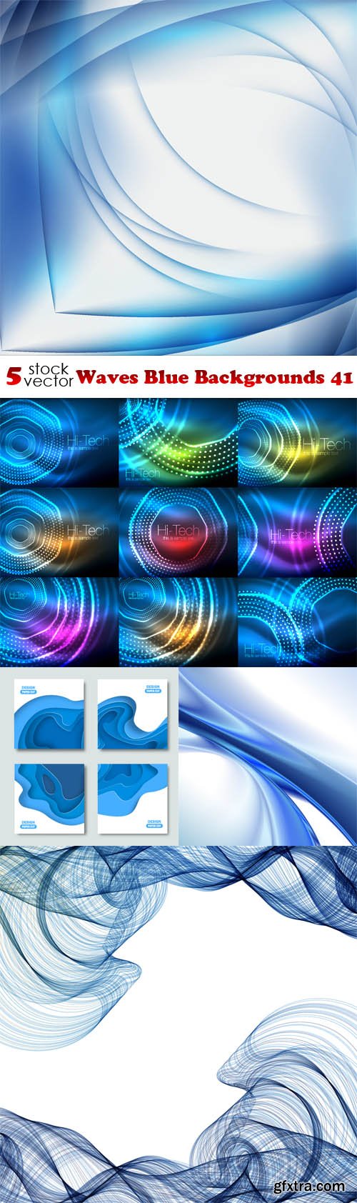 Vectors - Waves Blue Backgrounds 41