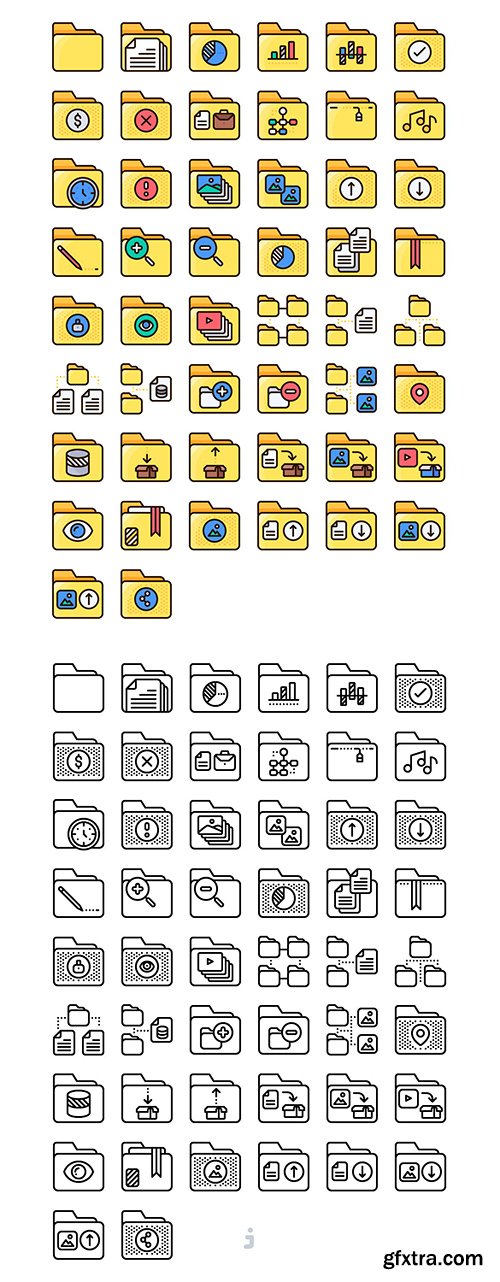 50 Folder Icon set - Detailed Round line