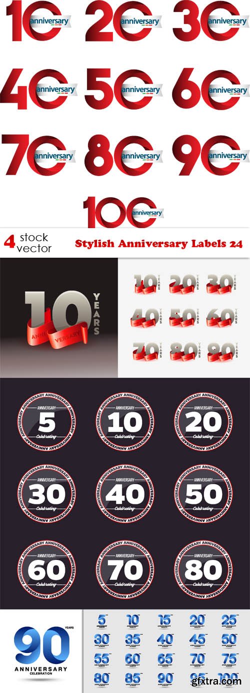 Vectors - Stylish Anniversary Labels 24