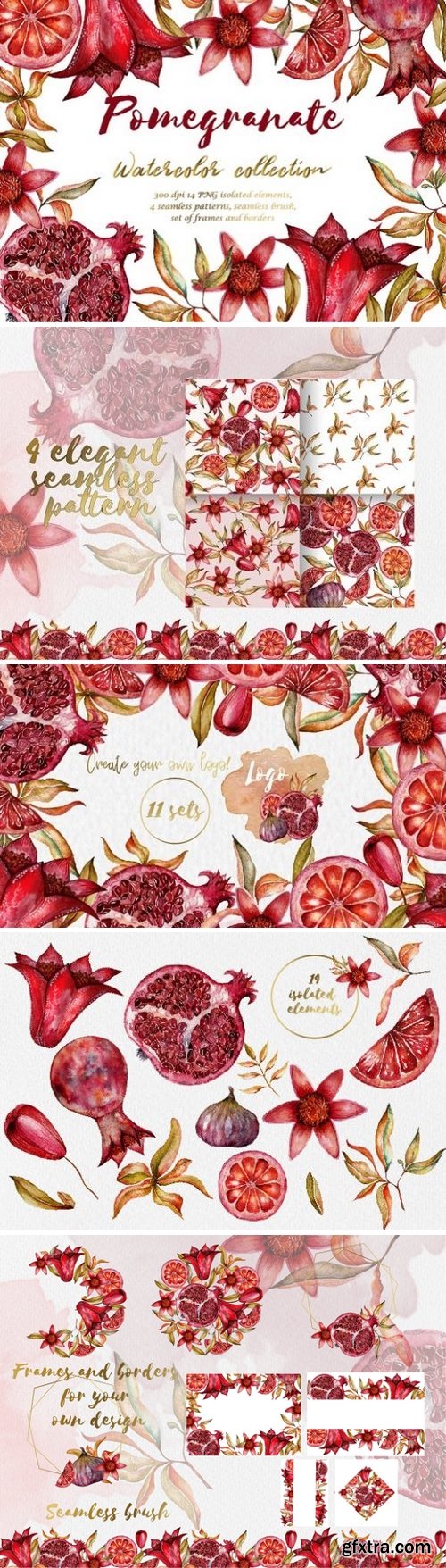 Floral collection of pomegranate