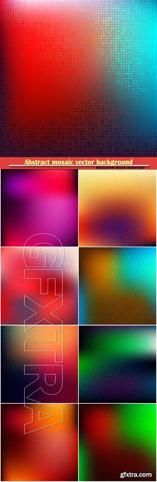 Abstract mosaic vector background with halftone gradient effect