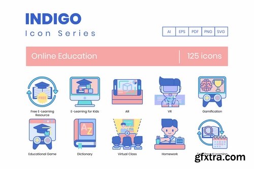Online Education Icons Indigo Series