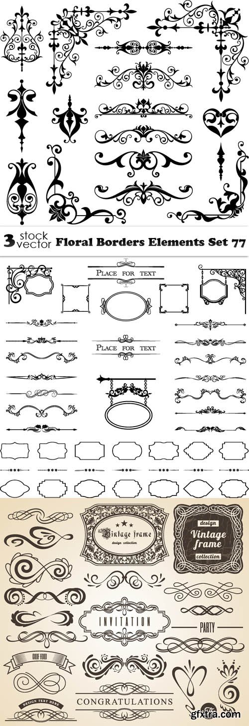 Vectors - Floral Borders Elements Set 77