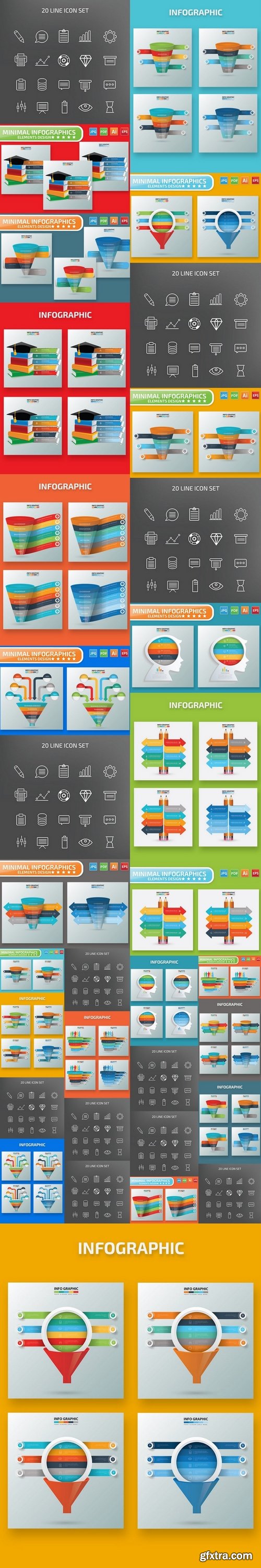 Human Resource Funnel Pencil and Education Infographic Design Pack