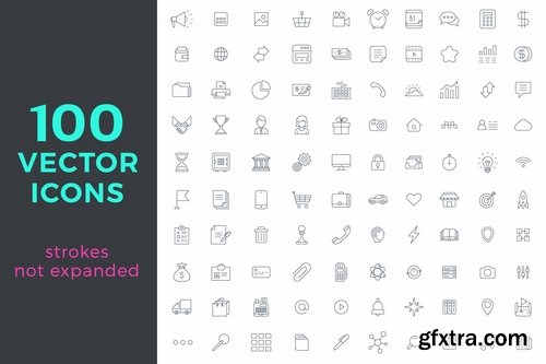 100 Universal Vector icons pack Linear style