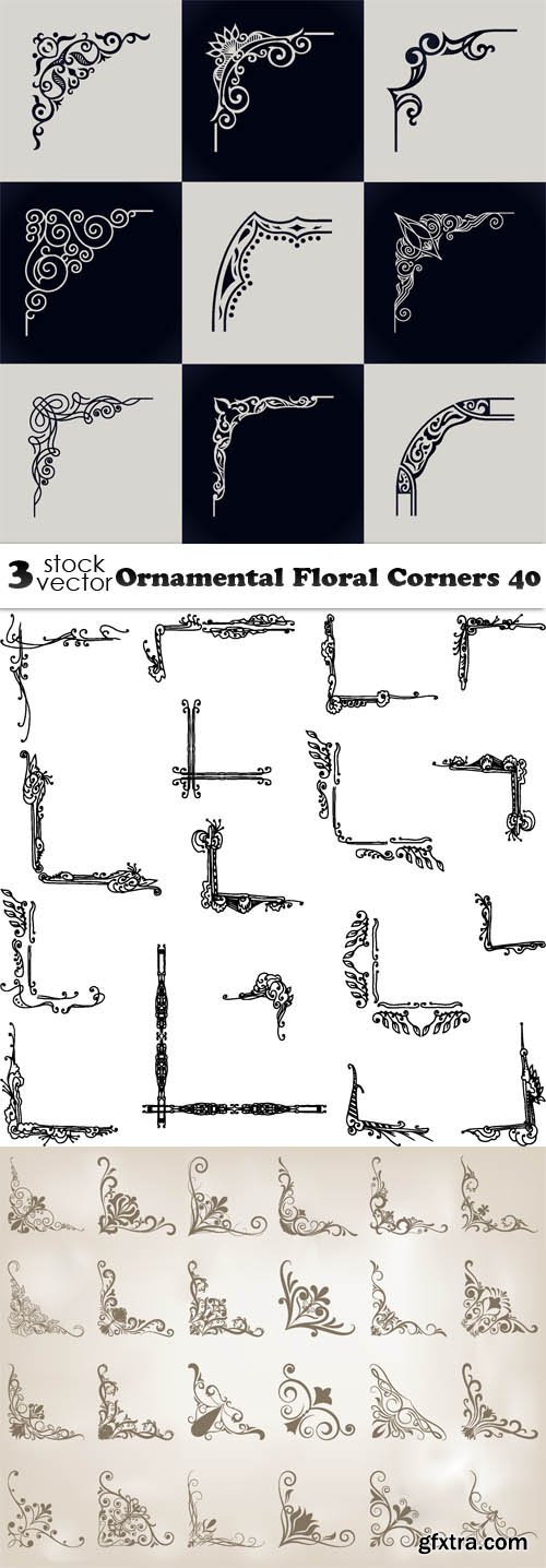 Vectors - Ornamental Floral Corners 40