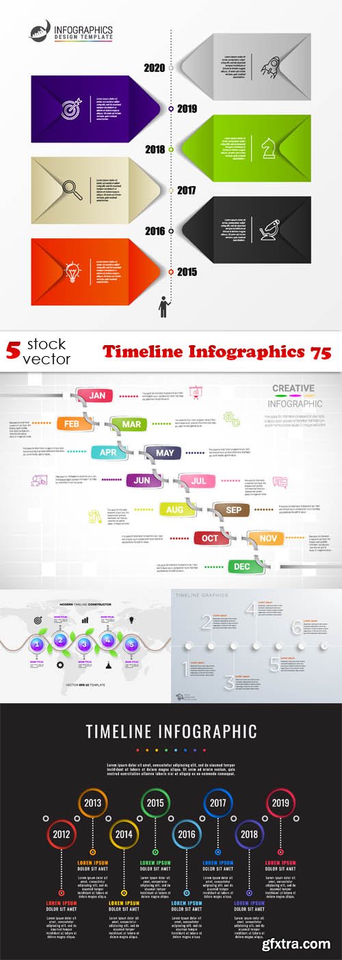 Vectors - Timeline Infographics 75
