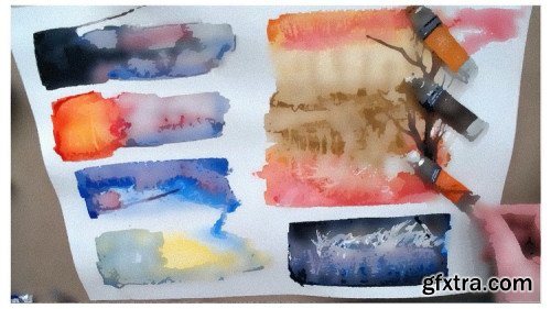 My 7 color watercolor palette sorted specially for beginners