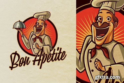 Vintage Retro Old Cook or Chef Mascot Logo 6.0