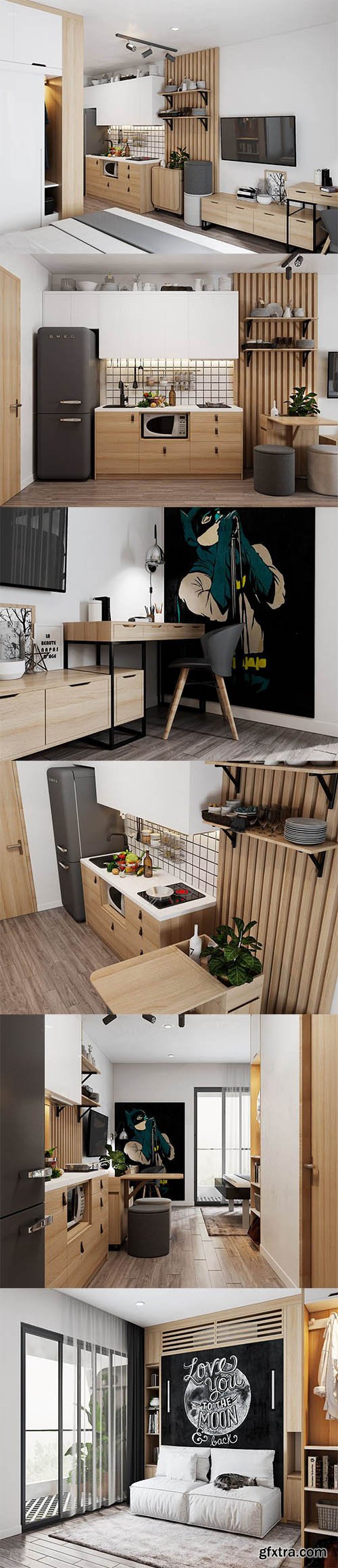 Cgtrader - Small Apartment Scandinavian Design 3D model